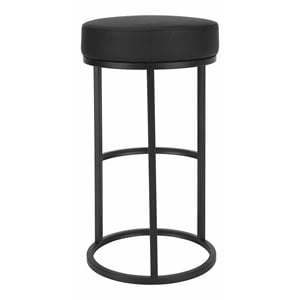 Pangea Home Mono 30&quot Modern Faux Leather & Metal Stand Bar Stool in Black