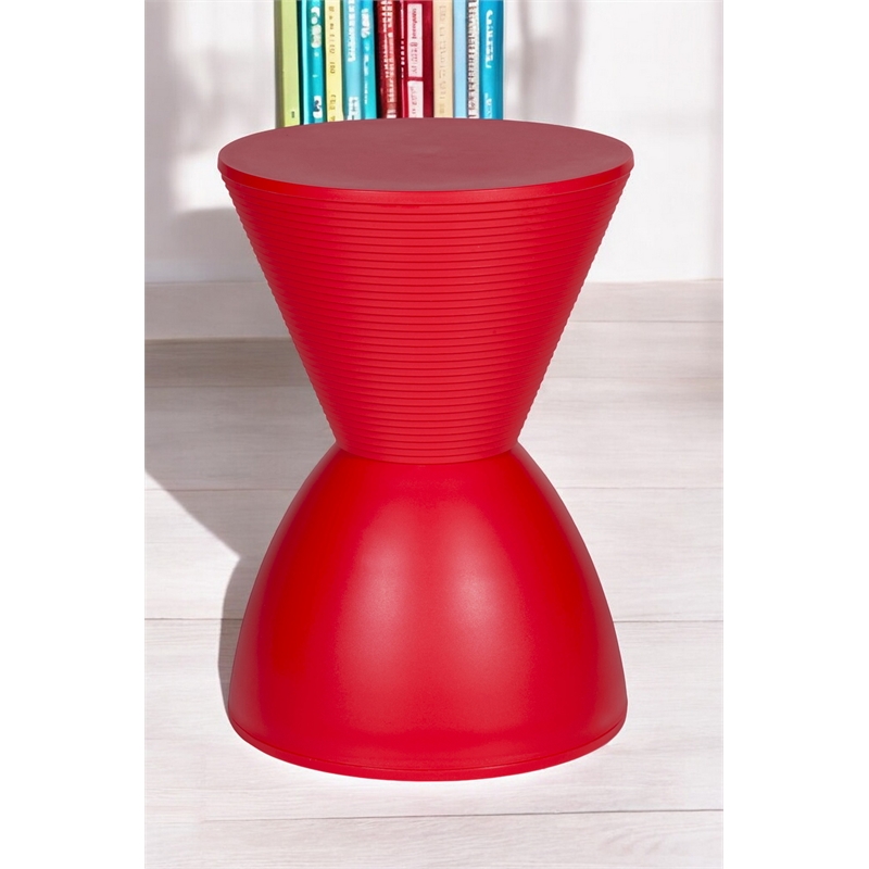 Pangea Home Bongo Modern Polypropylene Plastic Indoor/Outdoor Side Table in Red