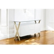 Pangea Home Beverly Modern Glass & Polished Steel Buffet in Gold/White and Clear