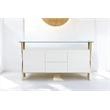 Pangea Home Beverly Modern Glass & Polished Steel Buffet in Gold/White and Clear