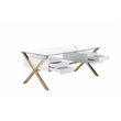 Pangea Home Beverly Large Glass & Polished Steel Desk in Gold/White and Clear