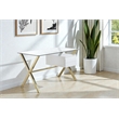 Pangea Home Beverly Small Glass & Polished Steel Desk in Gold/White and Clear