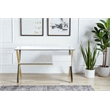 Pangea Home Beverly Small Glass & Polished Steel Desk in Gold/White and Clear