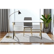Pangea Home Beverly Small Glass & Polished Steel Desk in Gold/White and Clear