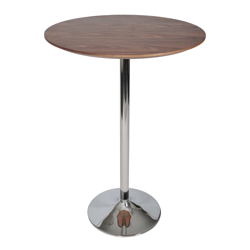 Pangea Home Nix Modern Wood Veneer & High Polished Steel Dining Table in Walnut