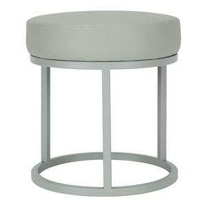 Pangea Home Mono 18&quot Modern Faux Leather & Metal Stan Stool in Gray
