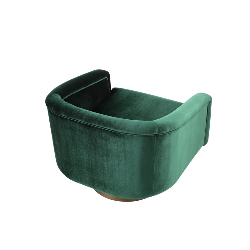 Pangea Home Audrina Swivel Velvet & Metal Lounge Chair in Brass/Green