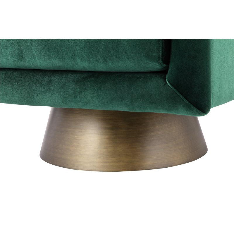 Pangea Home Audrina Swivel Velvet & Metal Lounge Chair in Brass/Green
