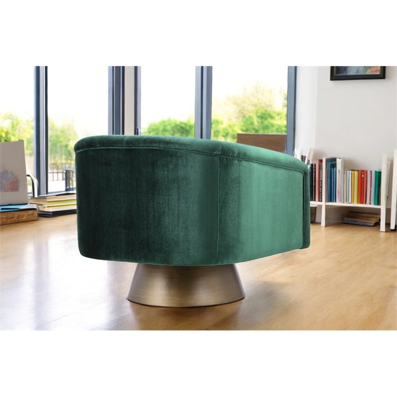 Pangea Home Audrina Swivel Velvet & Metal Lounge Chair in Brass/Green