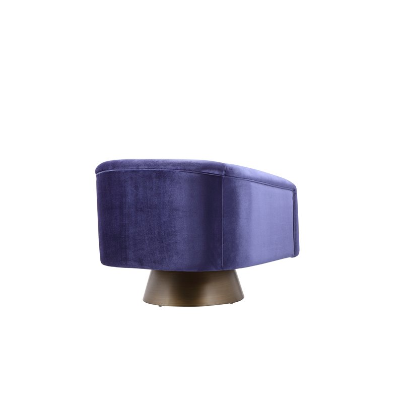 Pangea Home Audrina Swivel Velvet & Metal Lounge Chair in Brass & Navy