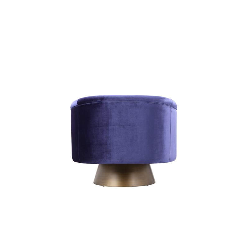 Pangea Home Audrina Swivel Velvet & Metal Lounge Chair in Brass & Navy