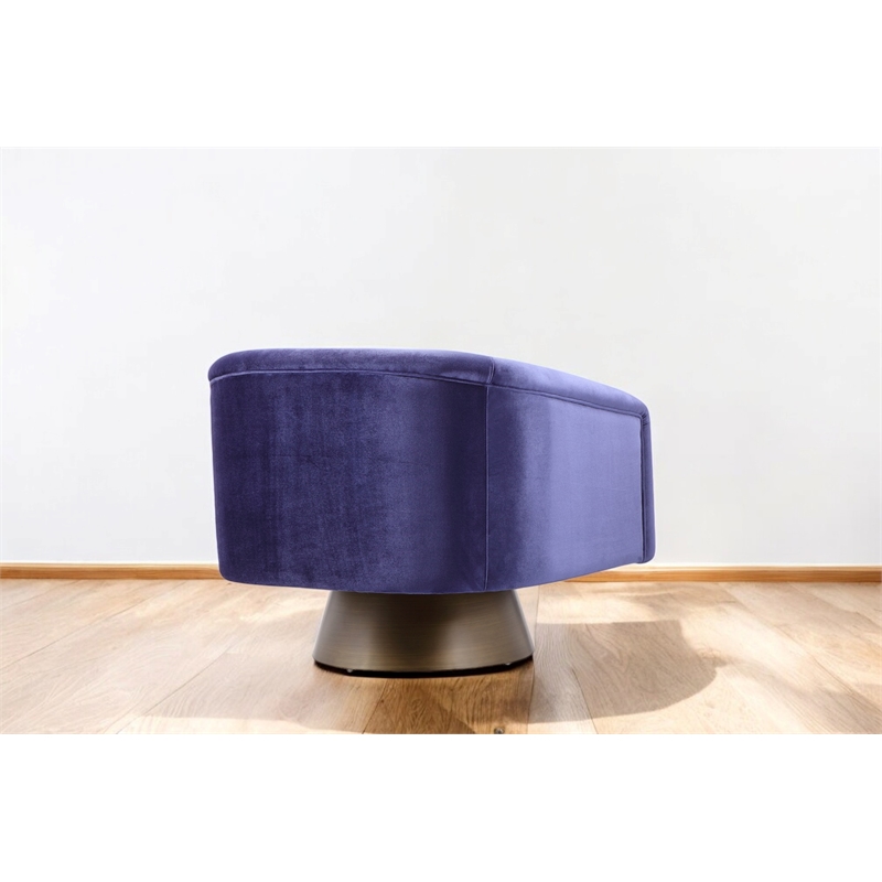 Pangea Home Audrina Swivel Velvet & Metal Lounge Chair in Brass & Navy