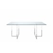 Pangea Home Adonis Modern Tempered Glass & Polished Steel Dining Table in Clear
