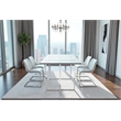Pangea Home Adonis Modern Tempered Glass & Polished Steel Dining Table in Clear