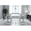Pangea Home Adonis Modern Tempered Glass & Polished Steel Dining Table in Clear