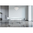 Pangea Home Adonis Modern Tempered Glass & Polished Steel Dining Table in Clear