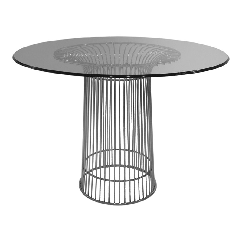 Pangea Home Florence Modern Metal & Tempered Glass Dining Table in Clear/Chrome
