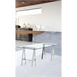 Pangea Home Brady Modern Polished Steel Metal and Tempered Glass Desk in Clear