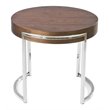 Pangea Home Riso Modern Wood Veneer & High Polished Steel Side Table in Walnut