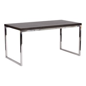 Pangea Home Fred Modern Wood Veneer & High Polished Steel Desk in Espresso