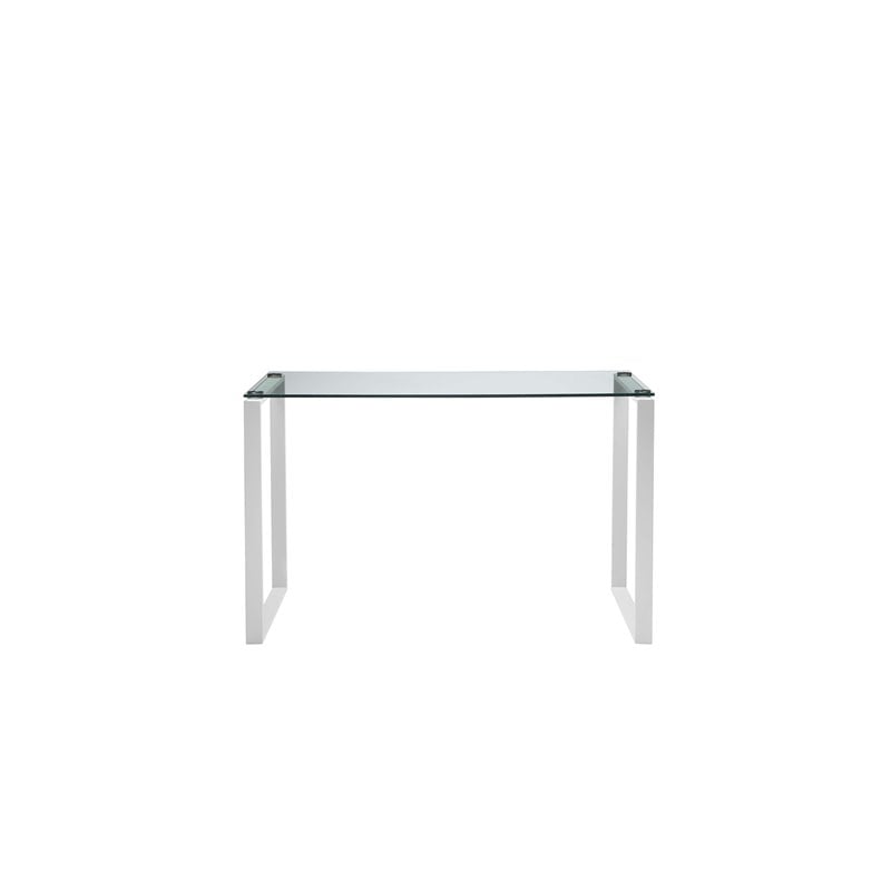 Pangea Home Helen Modern Tempered Glass & Metal Desk in White