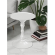Pangea Home Bishop Circle Top Modern Steel Metal Side Table in White