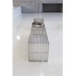 Pangea Home Lux Rectangular Modern Brushed Steel Metal Bench in Silver