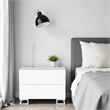 Pangea Home Harper Gloss Lacquer & Polished Steel Metal Night Stand in White