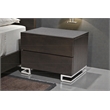 Pangea Home Harper Modern Wood & High Polished Steel Night Stand in Espresso