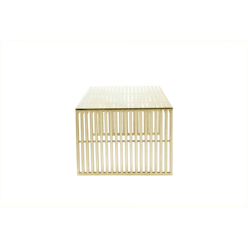 Pangea Home Lux Rectangle Modern Metal/Glass Coffee Table in Gold