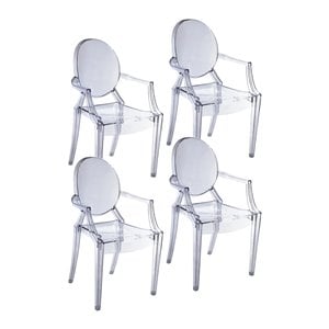 Pangea Home Lucid 36.5&quot Bentley Arm Plastic Dining Chair in Clear (Set of 4)
