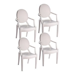 Pangea Home Lucid 36.5&quot Bentley Arm Plastic Dining Chair in White (Set of 4)