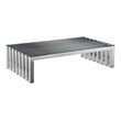 Pangea Home Vlad Rectangle Brushed Metal Coffee Table in Silver