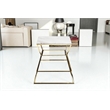 Pangea Home Geo Modern Marble & Steel Side Table in White & Gold