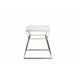 Pangea Home Geo Modern Marble & Steel Side Table in White & Gold
