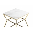 Pangea Home Geo Modern Marble & Steel Side Table in White & Gold