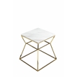 Pangea Home Geo Modern Marble & Steel Side Table in White & Gold
