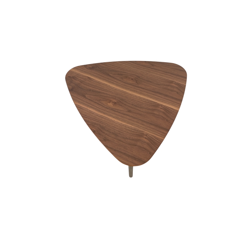 Pangea Home Hal Modern Wood Veneer & High Polished Steel Accent Table in Walnut