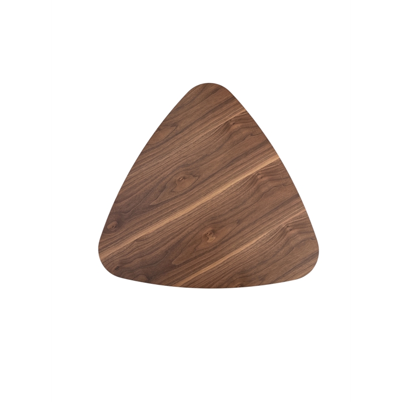 Pangea Home Hal Modern Wood Veneer & High Polished Steel Accent Table in Walnut