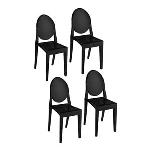 Pangea Home Lucid 35.5&quot Phantom Plastic Dining Chair in Black (Set of 4)