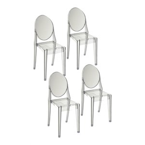Pangea Home Lucid 35.5&quot Phantom Plastic Dining Chair in Clear (Set of 4)