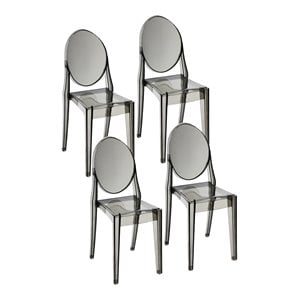 Pangea Home Lucid 35.5&quot Phantom Plastic Dining Chair in Gray (Set of 4)