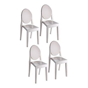 Pangea Home Lucid 35.5&quot Phantom Plastic Dining Chair in White (Set of 4)