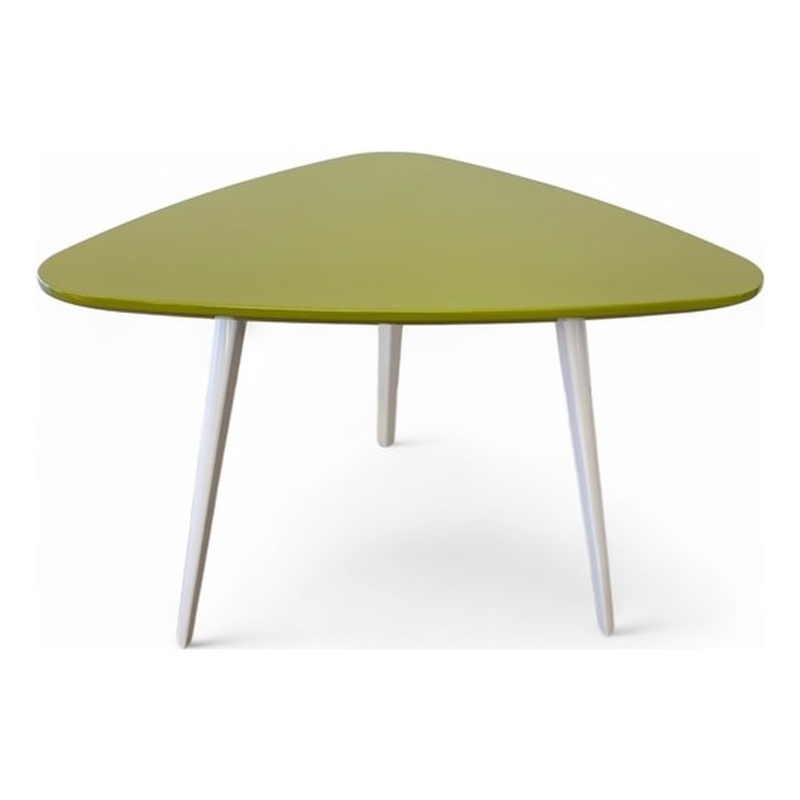 Pangea Home Hal Modern Lacquer Wood & Powder Coated Accent Table in Green/White