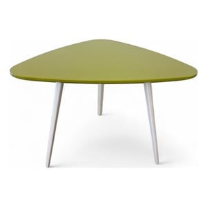 Pangea Home Hal Modern Lacquer Wood & Powder Coated Accent Table in Green/White