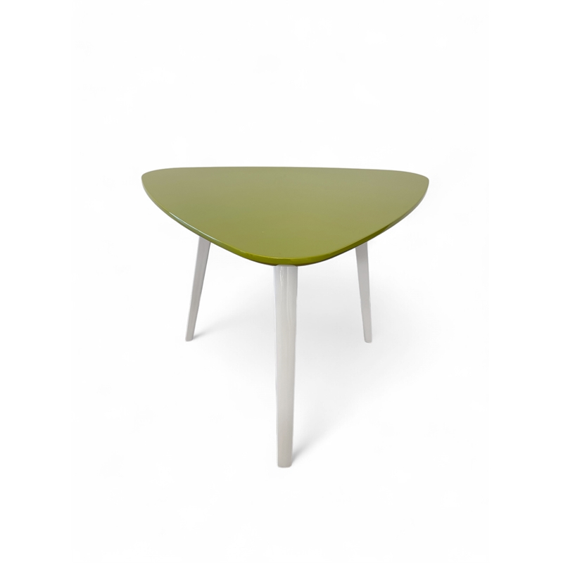 Pangea Home Hal Modern Lacquer Wood & Powder Coated Accent Table in Green/White