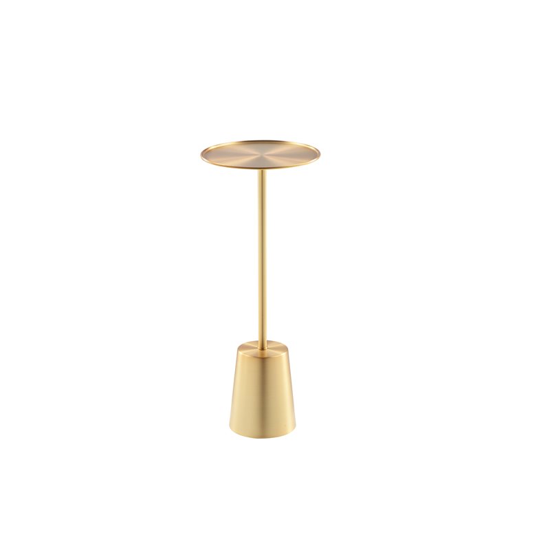 Pangea Home Monty Dome Base Modern Brushed Metal Side Table in Gold