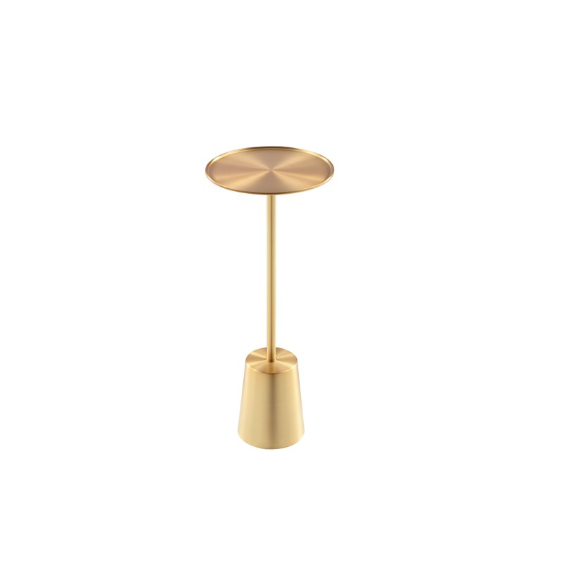 Pangea Home Monty Dome Base Modern Brushed Metal Side Table in Gold