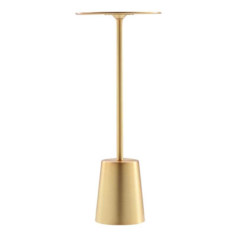 Pangea Home Monty Dome Base Modern Brushed Metal Side Table in Gold
