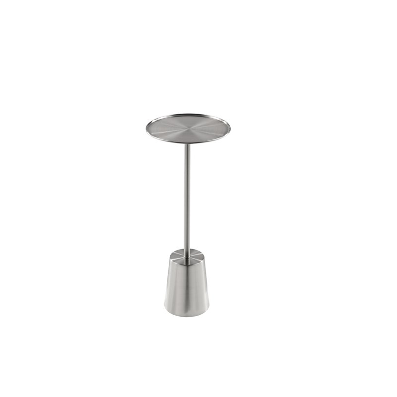 Pangea Home Monty Dome Base Modern Brushed Metal Side Table in Silver
